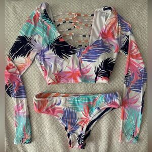 Hobie Multicolor Tropical Long Sleeve Bikini